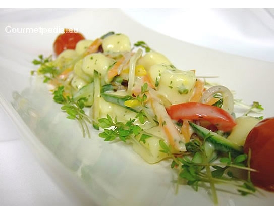 Gnocchi de pommes de terre aux légumes à la sauce au persil