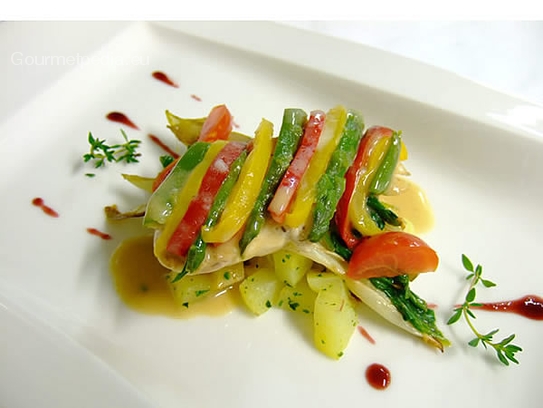 Petto di pollo arrostito con punte d'asparagi