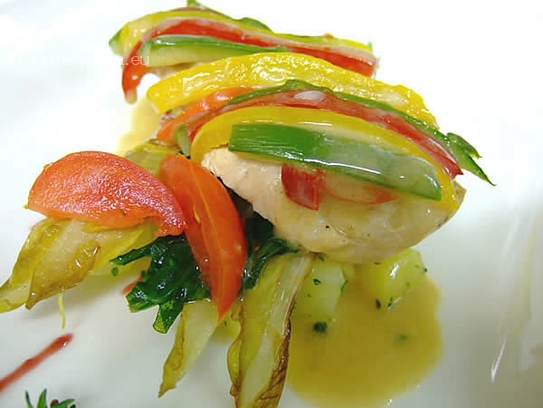 Petto di pollo arrostito con punte d'asparagi